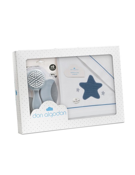 Triptico Cuna Muselina Estrella Bco/Azul