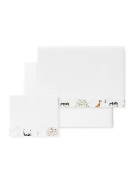 Triptico Minicuna 100% Algodon Mod. Serengueti Blanco