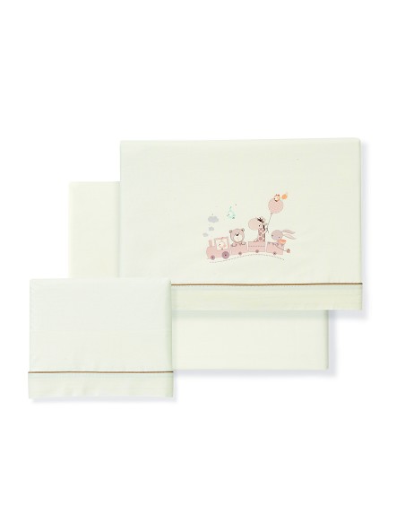 Triptico Minicuna 100% Algodon Mod. Jirafa Tren Beig
