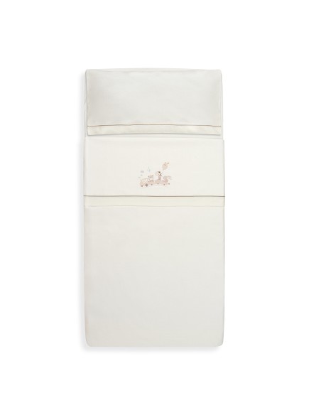 Triptico Minicuna 100% Algodon Mod. Jirafa Tren Beig