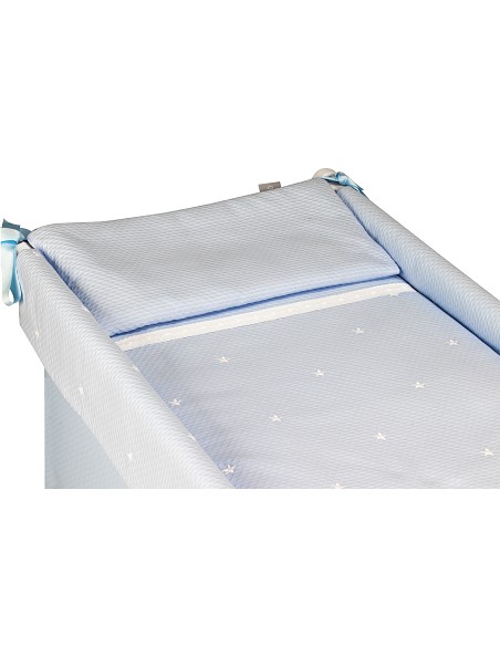 Minicuna +Textil Mad Bca Mod  Enzo Azul