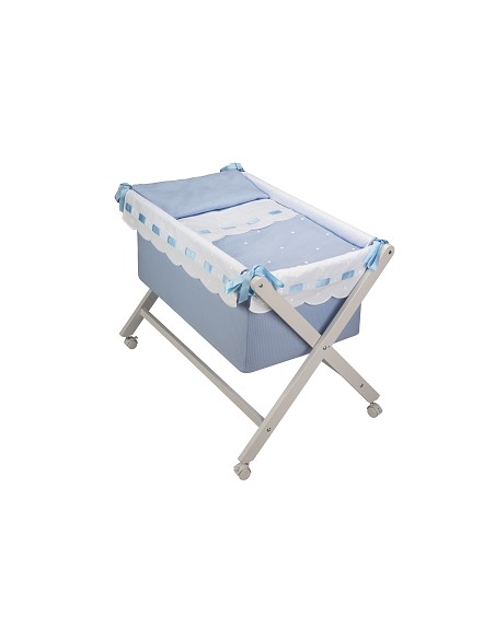 Minicuna +Textil Mad Bca Mod  Zoe Azul