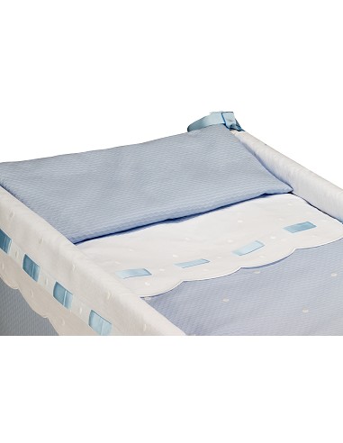 Minicuna +Textil Mad Bca Mod  Zoe Azul