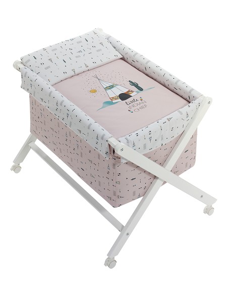 Minicuna +Textil Mad Bca Mod Dakota Rosa