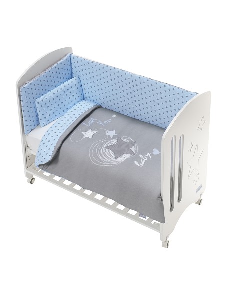 Juego 3 Pcs Funda Nordica Tejido Punto  Mod Love You Azul