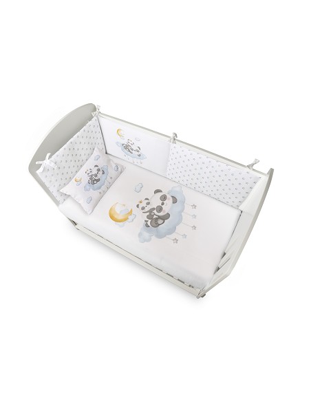 Funda Nordica + Almohada + Chichonera + Relleno  Mod Panda Nube Azul
