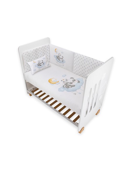 Funda Nordica + Almohada + Chichonera + Relleno  Mod Panda Nube Azul