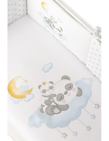 Funda Nordica + Almohada + Chichonera + Relleno  Mod Panda Nube Azul