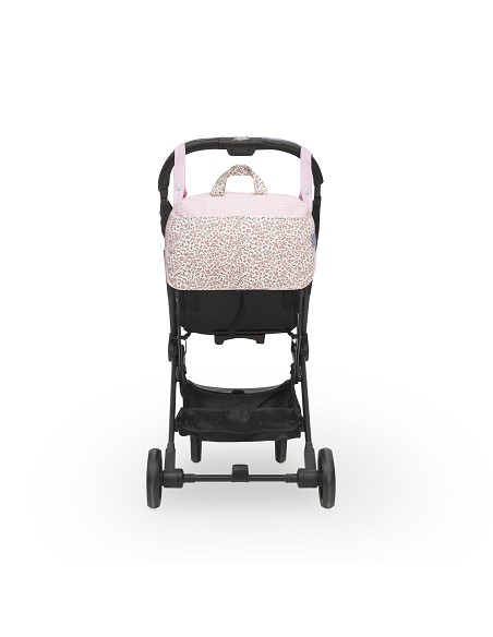Bolso Maternal Nido de Abeja+Flores Rosa