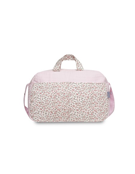 Bolso Maternal Nido de Abeja+Flores Rosa