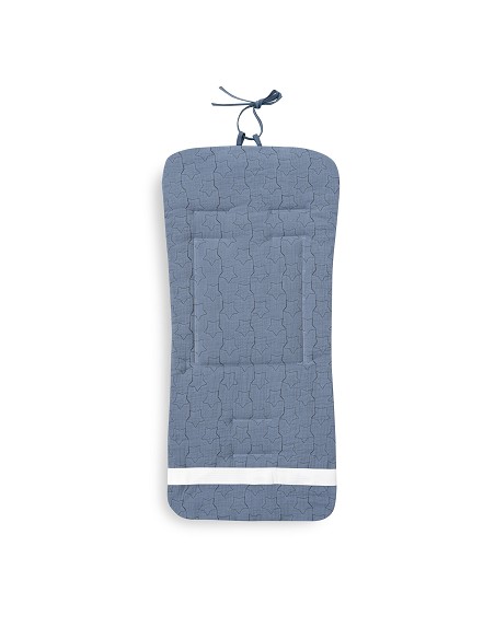 Colchoneta Reversible Muselina Punto+Estrella Petroleo