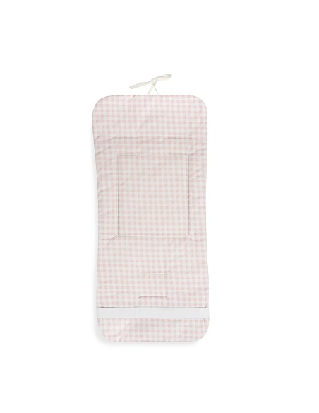 Colchoneta Reversible Vichy+Flores Rosa