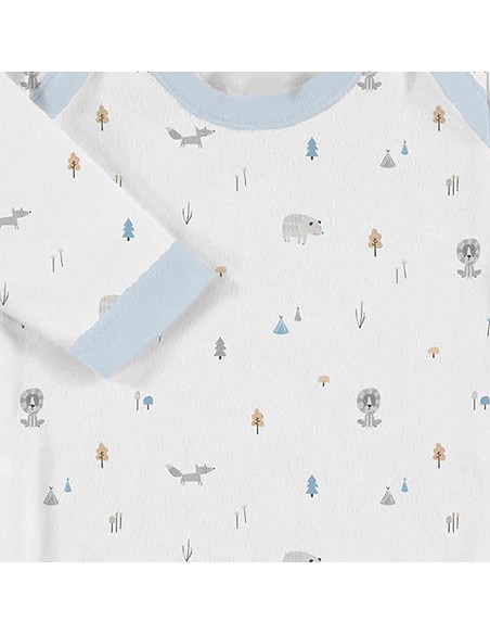 Set Regalo Body 4 Pcs 100% Alg Talla 0-6 Mod Animales Fox Azul