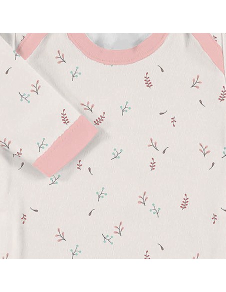 Set Regalo Body 4 Pcs 100% Alg Talla 0-6 Mod Flores Botanico Beig/Rosa