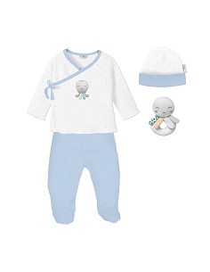 Set Regalo Sonajero 4 Pcs 100% Alg Talla 0-6 Mod Pulpo Azul 2