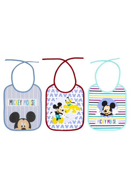 Babero Rizo(20X25 Cm) Mod Mickey Pack 3 Unds