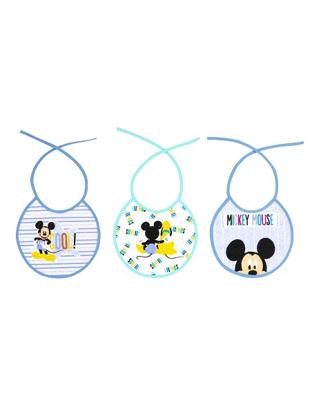 Babero Rizo (20X20Cm) Mickey Pack 3 Und