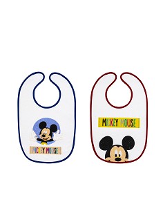 Babero Rizo Plastificado Velcro(25X40Cm)Mickey Pack 2 Unds