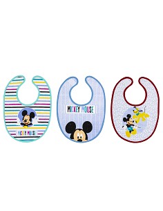 Babero Rizo Velcro (20X30 Cms)Mickey Pack 3 Unds