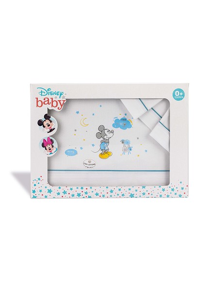 Triptico Coche 100% Algodon Mod Mickey Bco/Azul