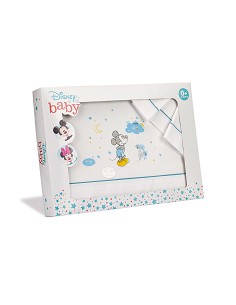 Triptico Minicuna 100% Algodon Mod Mickey Bco/Azul 2