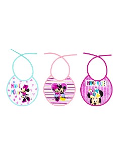 Babero Rizo(20X20 Cm)  Minnie Pack 3 Unds