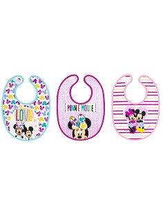 Babero Rizo Velcro (20X30 Cms) Minnie Pack 3 Unds