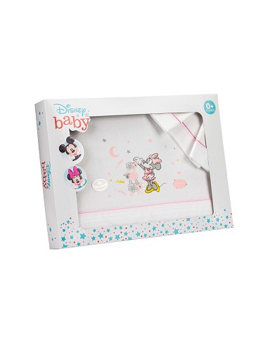 Triptico Cuna 100% Algodon Mod Minnie Bco/Rosa