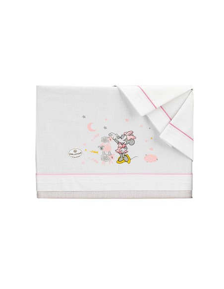 Triptico Coche 100% Algodon Mod Minnie Bco/Rosa