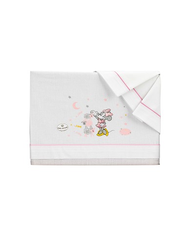 Triptico Minicuna 100% Algodon  Minnie Bco/Rosa