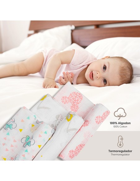 Gasa  Minnie 80X80 Xms Pack 3