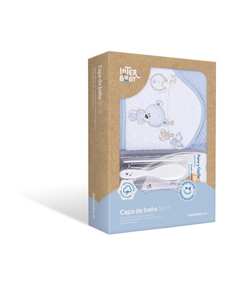 Capa de Baño 1 1 Mt Mod Tendedero Oso + Peine y Cepillo Azul