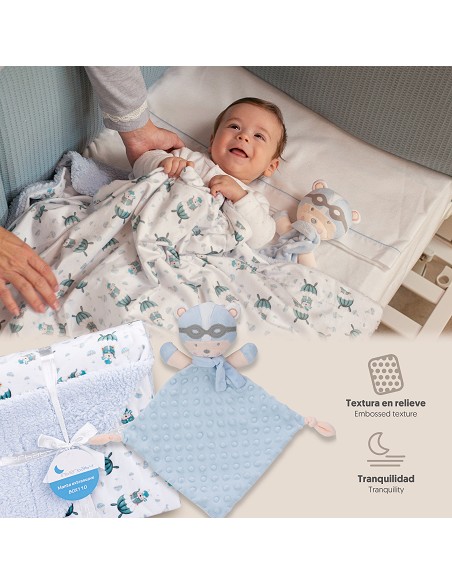 Manta Borreguillo Mod Paracaidista+Dou-Dou  Mod Paracaidista Azul