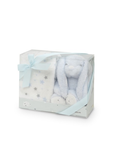 Peluche+Manta Estrella Conejo Azul