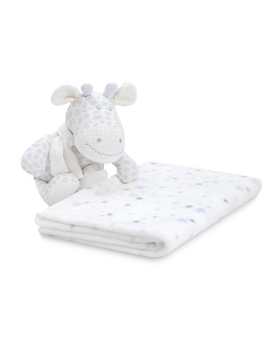 Set Peluche Crochet Jirafa+Manta Estrella Azul
