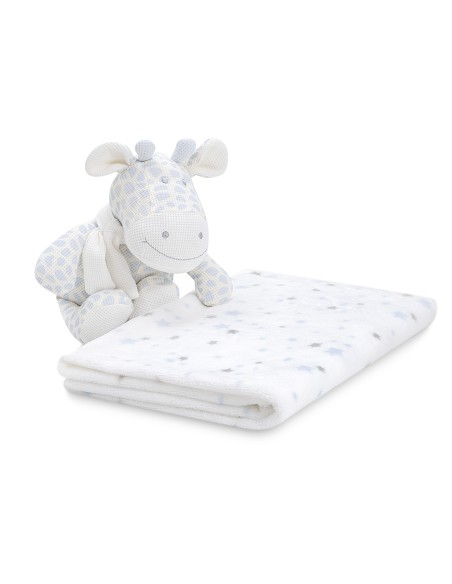 Set Peluche Crochet Jirafa+Manta Estrella Azul