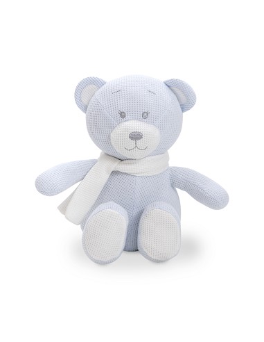 Set Peluche Crochet Oso+Manta Estrella Azul