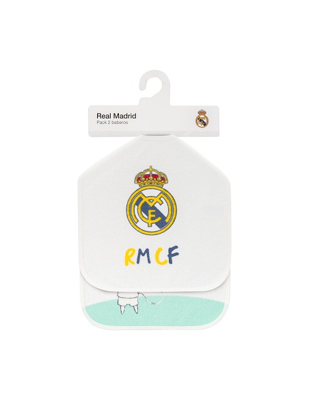 Pack2 Babero Rizo Plastificado Cuadrado Real Madrid Leon Emirates Blanco