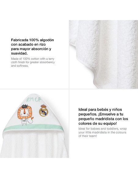 Capa de Baño 1X1 Real Madrid Leon Escudo Blanco