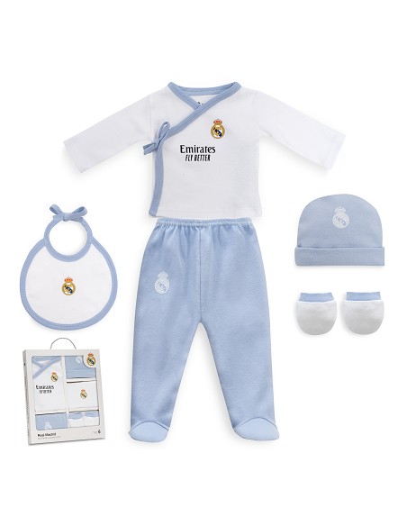 Set Regalo 5 Pcs 100% Alg  T 0-6 m Mod Real Madrid Azul