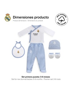 Set Regalo 5 Pcs 100% Alg  T 0-6 m Mod Real Madrid Azul 2