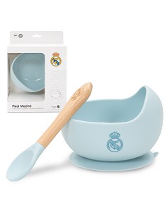 Cuenco con Ventosa+Cuchara de Silicona Azul