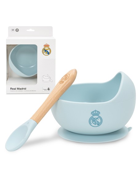 Cuenco con Ventosa+Cuchara de Silicona Azul