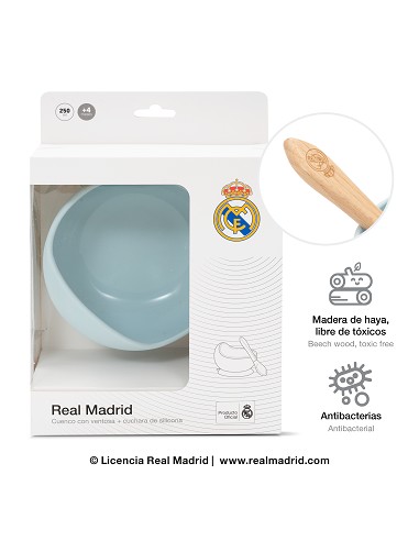 Cuenco con Ventosa+Cuchara de Silicona Azul