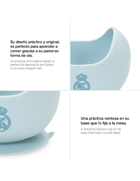 Cuenco con Ventosa+Cuchara de Silicona Azul