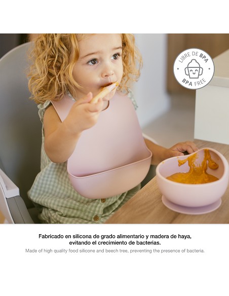 Cuenco con Ventosa+Cuchara de Silicona Azul