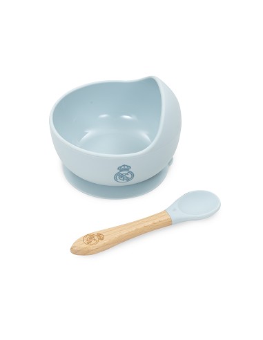 Cuenco con Ventosa+Cuchara de Silicona Azul