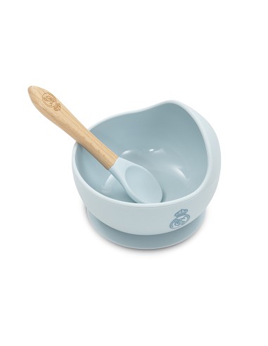 Cuenco con Ventosa+Cuchara de Silicona Azul