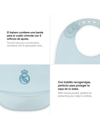 Babero Impermeable de Silicona Azul