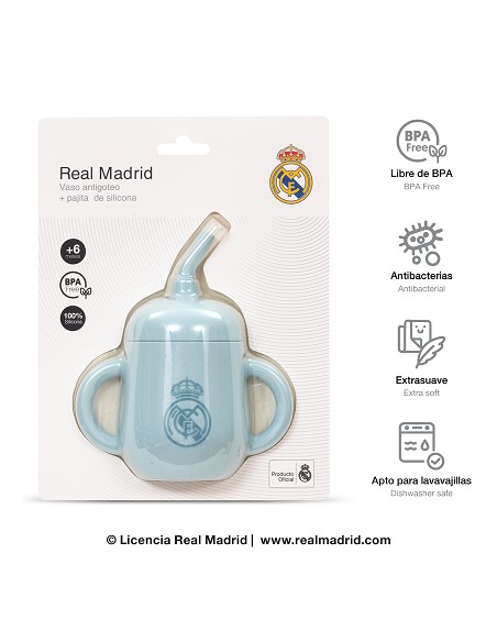 Vaso Antigoteo + Pajita de Silicona Azul